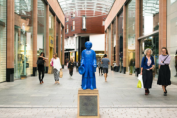 Blue Boy statue in Exeter stock photo