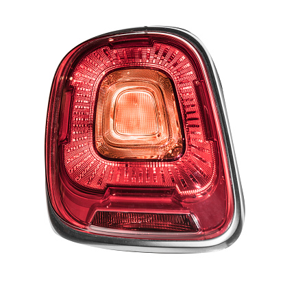 Rear car lights isolated on a white background.