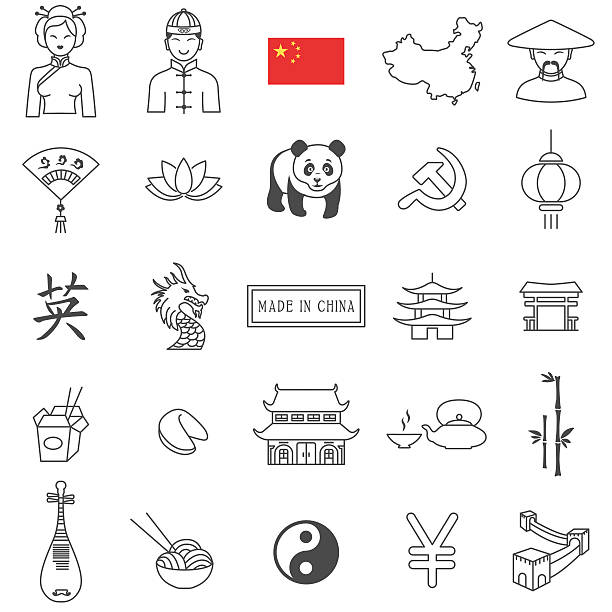 ilustrações de stock, clip art, desenhos animados e ícones de china icon set - dragon chinese dragon china chinese ethnicity