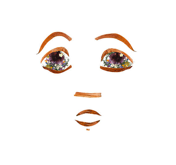 istock application, face made of dried pressing bright flowers 615906392
