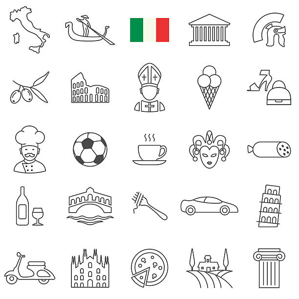 włoski zestaw ikon - gondola stock illustrations