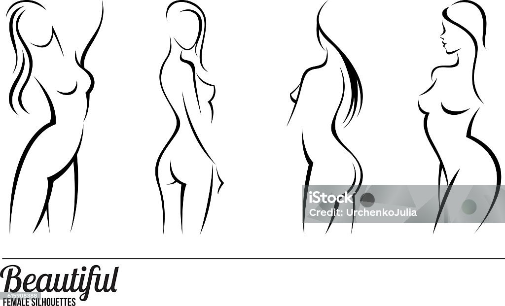 Set stylized beautiful women silhouettes Set stylized beautiful women silhouettes vector illustration In Silhouette stock vector