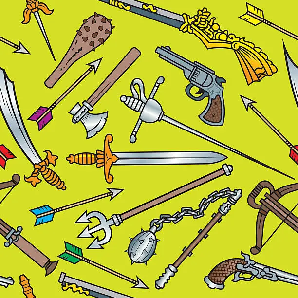 Vector illustration of Antique Weapons Seamless Pattern