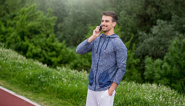 istock Talking to a loved one after a long jog 615909878