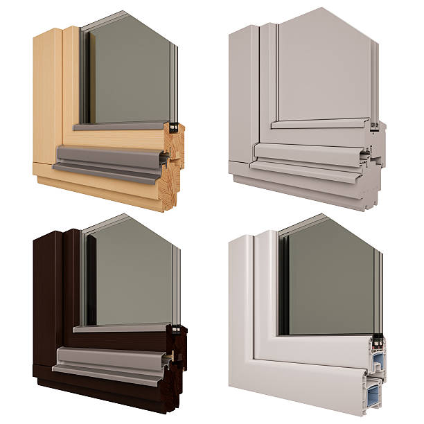 istock Window profile with metal, glass and insulation 615917346