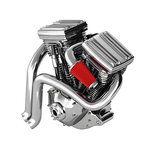 istock Motorcycle engine v twin isolated on white background 3d 615917610