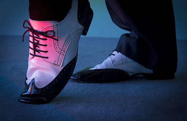 istock Black and white male dancing shoes 615921376