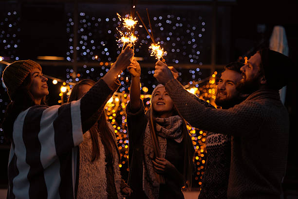 istock Christmas night with friends 615921530