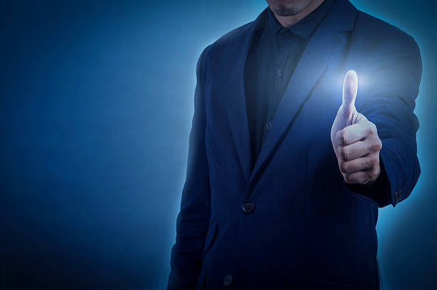 istock man in formal wear touching empty virtual glass 615925216
