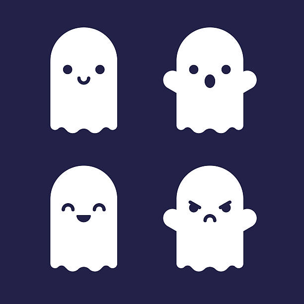 illustrazioni stock, clip art, cartoni animati e icone di tendenza di set fantasmi cartone animato - ghost
