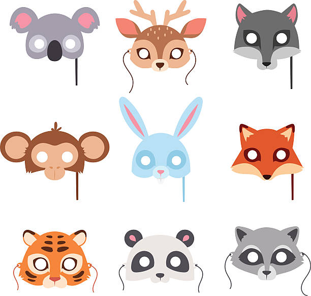 Cartoon Animal Party Mask Vector Stock Illustration - Download Image Now -  Protective Face Mask, Animal, Child - iStock