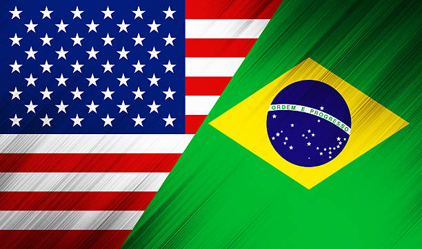 istock Nation flag  - USA - Brazil 615928504