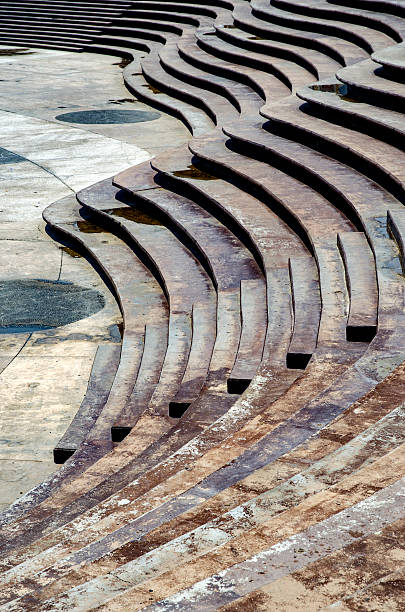 istock Stairs Architectural Background, Flat and Circular Stairs. 615974748