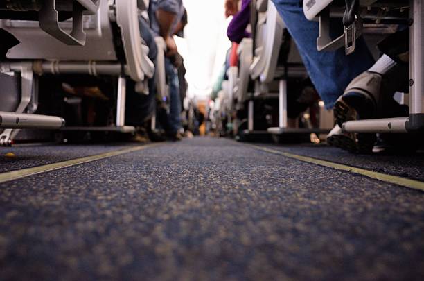 istock Airplane aisle at floor level 615977202