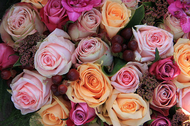 istock Pastel roses wedding arrangement 615978316