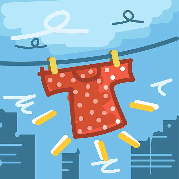 Vector illustration of Get dry washing the shirt laundry