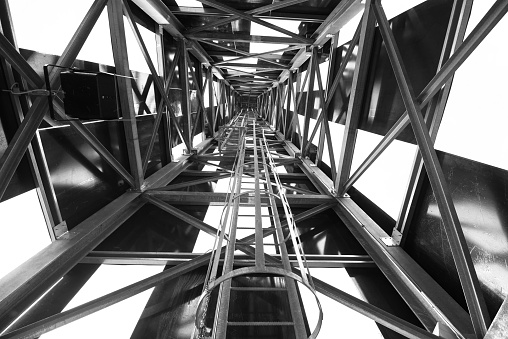 Abstract metal structure in black and white