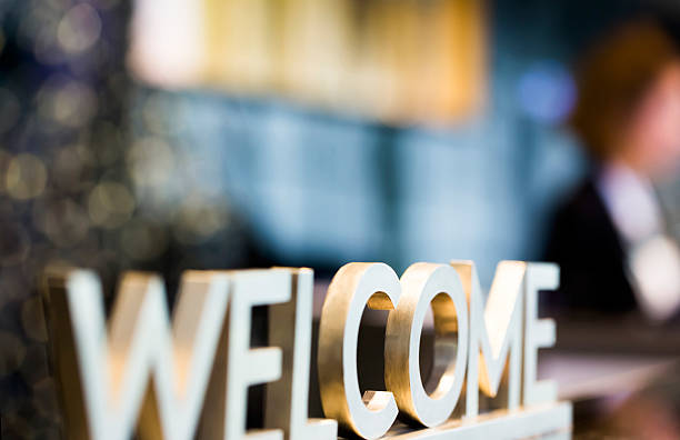 Reception Welcome sign at the reception welcome sign stock pictures, royalty-free photos & images