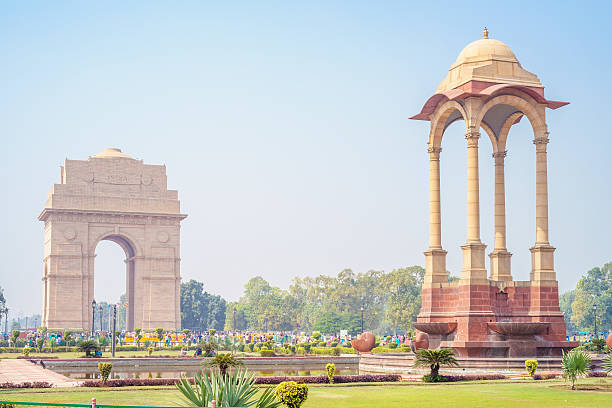 india gate - india new delhi architecture monument - fotografias e filmes do acervo