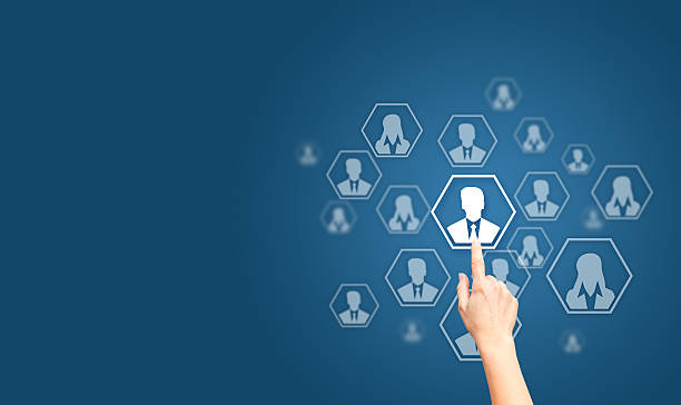 istock woman hand pressing social media icon 615985916