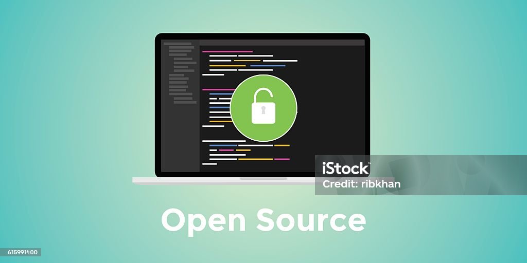 Open Source Code Program Technology Software Development With Blue ...