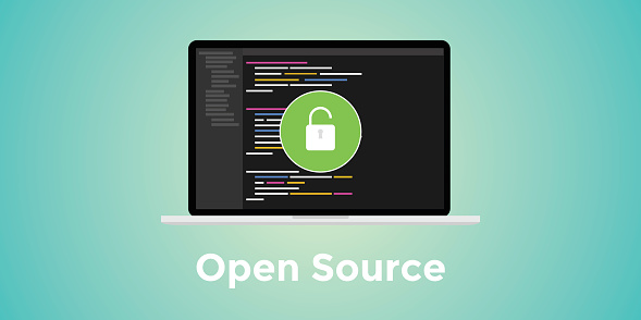 Open Source Code Program Technology Software Development With Blue ...