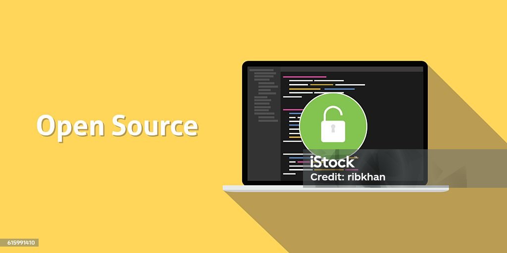 Open Source Code Program Technology Software Development With Yellow ...