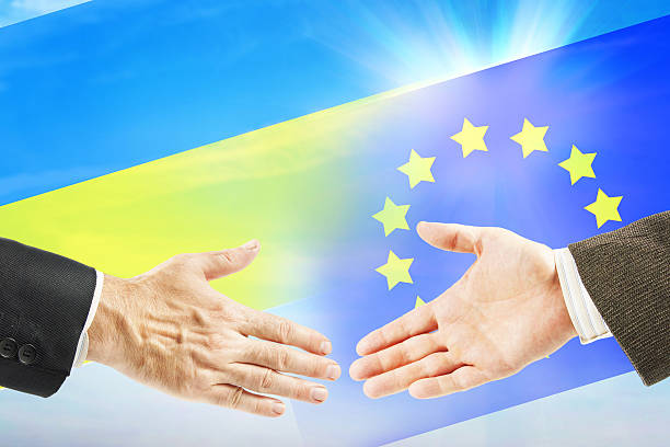 istock Friendly relations between European Union and Ukraine 615992000
