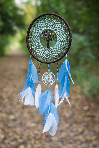 istock Dreamcatcher made of feathers, leather, beads, and ropes 615993148