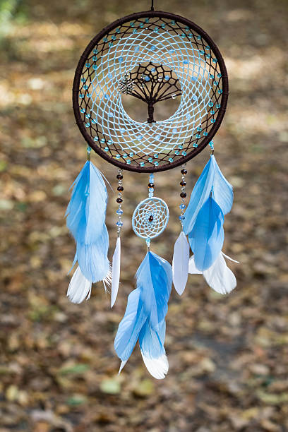 istock Dreamcatcher made of feathers, leather, beads, and ropes 615993164
