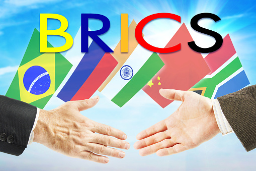 Concept of BRICS Union. Brasil Russia India China South Africa association