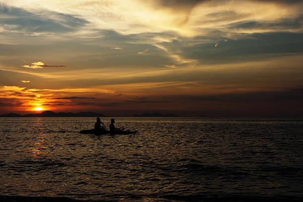 istock Happiness and romantic scene of couples partners canoeing. 615997784