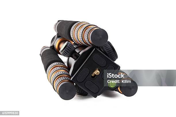 Lying Tripod With Swiss System Stock Photo - Download Image Now - Aluminum, Black Color, Close-up