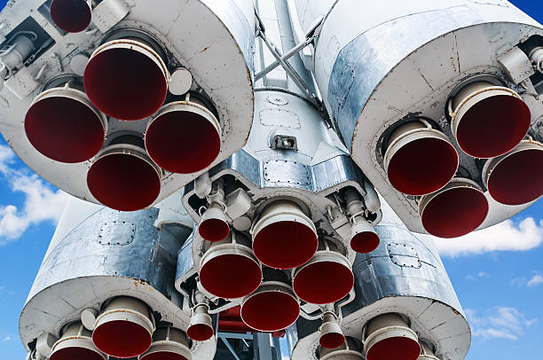 istock engines and nozzle Launch vehikle against the sky 616005348