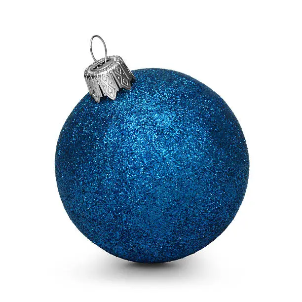 Photo of Blue christmas ball isolated on white background