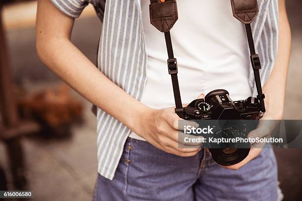 Female Traveller Stock Photo - Download Image Now - Travel, Camera - Photographic Equipment, Adult