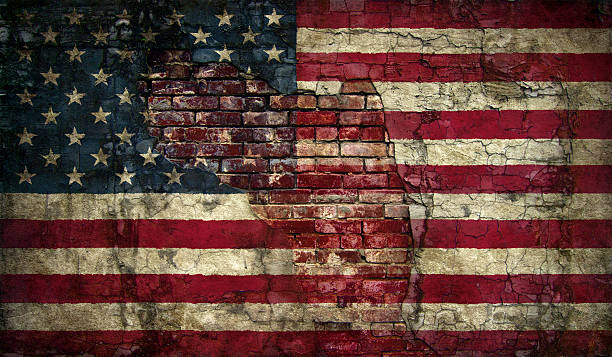 istock Flag of USA, painted on a grunge Wall 616010872