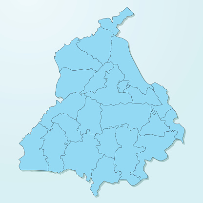 Punjab blue map on degraded background vector