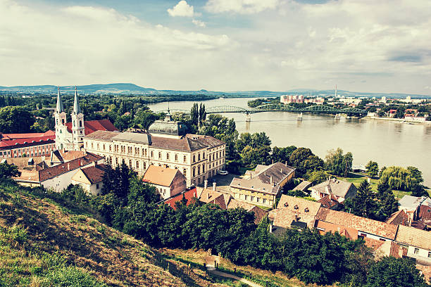 вид из эстергом базилика, церковь святой ignatius - saint ignatius church стоковые фото и изображения