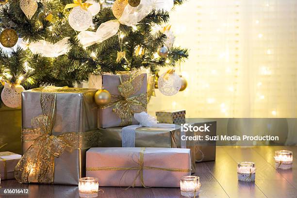 Christmas Background Stock Photo - Download Image Now - Christmas Tree, Gift, Below