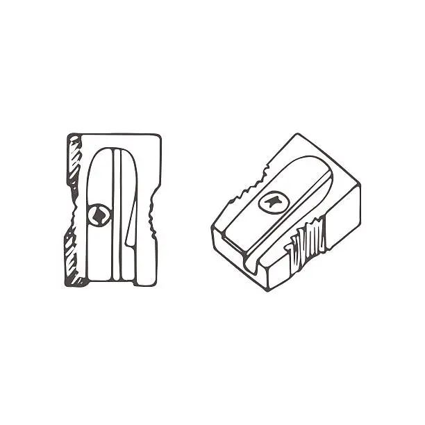 Vector illustration of Pencil sharpener isolated. Vector hand drawn illustration sketch style.
