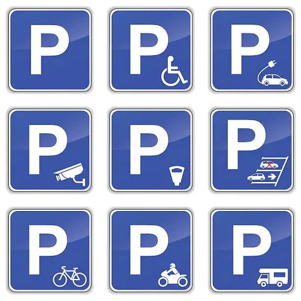 Vector illustration of car park signs