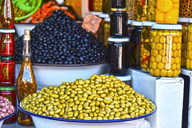 istock Assorted olives on the arab street market stall 616089058