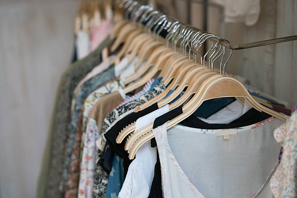 istock Clothes at a clothing store 616092770