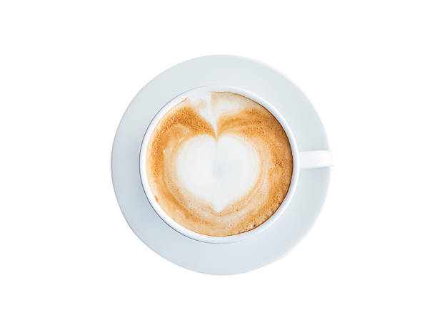 istock Top view cup of coffee on isolated white. 616095024