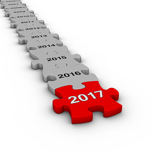 istock Happy New Year 2016. Jigsaw puzzle timeline. 616096328
