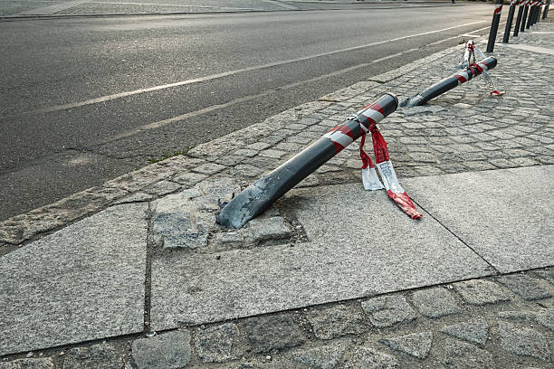 Streamer and bent barrier post  of galvanized steel tube
