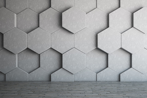Empty place with a honeycomb shaped wall