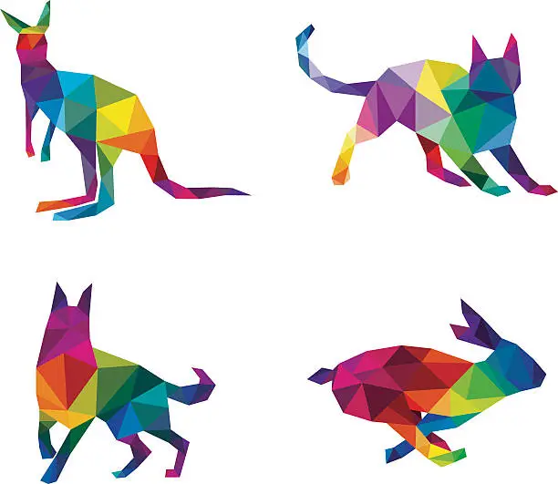 Vector illustration of Animals Low Poly