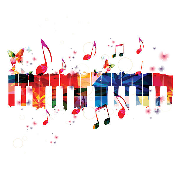 mẫu phong cách âm nhạc sáng tạo minh họa vector, phím piano đầy màu sắc - dương cầm bàn phím âm nhạc hình minh họa sẵn có